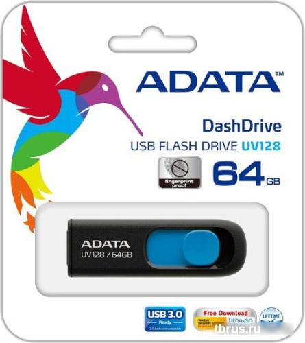 USB Flash A-Data DashDrive UV128 Black/Blue 64GB (AUV128-64G-RBE) фото 6