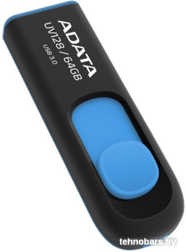 USB Flash A-Data DashDrive UV128 Black/Blue 64GB (AUV128-64G-RBE) фото 4