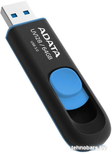 USB Flash A-Data DashDrive UV128 Black/Blue 64GB (AUV128-64G-RBE) фото 5