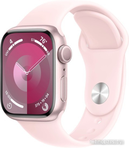 Умные часы Apple Watch Series 9 41 мм (алюминиевый корпус, розовый/розовый, спортивный силиконовый ремешок M/L) фото 3