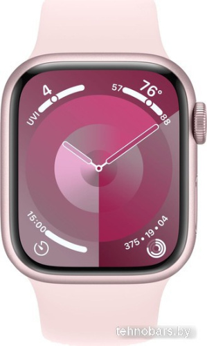 Умные часы Apple Watch Series 9 41 мм (алюминиевый корпус, розовый/розовый, спортивный силиконовый ремешок M/L) фото 4