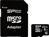 Карта памяти Silicon-Power microSDHC SP008GBSTHBU1V10SP 8GB (с адаптером)