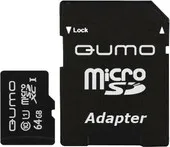 Карта памяти QUMO microSDXC UHS-1 64GB + адаптер (QM64GMICSDXC10U1)