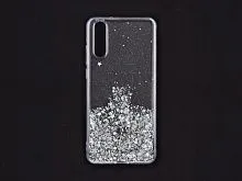Чехол (накладка) силиконовый для Huawei P20 прозрачный с блестками