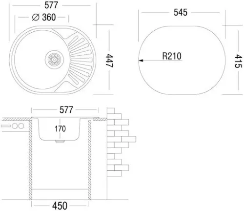 Кухонная мойка Ukinox FAL577.447-GT6K 1R фото 4