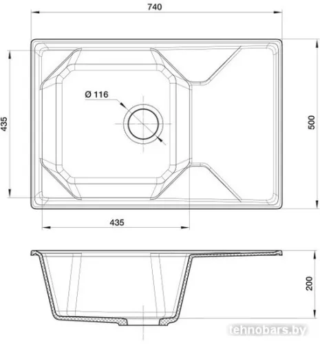 Кухонная мойка GranFest GF-U-740L (черный) фото 5