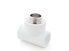 Тройник ПП комбинированный с наруж.рез. 25х3/4", белый РосТурПласт 10756