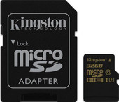Карта памяти Kingston microSDHC UHS-I (Class 10) 32GB + SD адаптер (SDCA10/32GB)