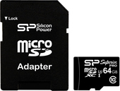 Карта памяти Silicon-Power microSDXC UHS-I U3 Class 10 64GB + адаптер [SP064GBSTXDU3V10SP]