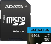 Карта памяти A-Data Premier AUSDX64GUICL10A1-RA1 microSDXC 64GB (с адаптером)