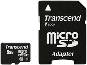 Карта памяти Transcend microSDHC Class 10 UHS-I 8GB + адаптер (TS8GUSDU1)