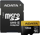 Карта памяти A-Data microSDXC UHS-II 128GB + адаптер [AUSDX128GUII3CL10-CA1]