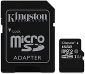 Карта памяти Kingston microSDHC (Class 10) U1 16GB + адаптер [SDCIT/16GB]