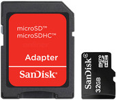 Карта памяти SanDisk microSDHC (Class 4) 32GB + 1 адаптер (SDSDQM-032G-B35A)