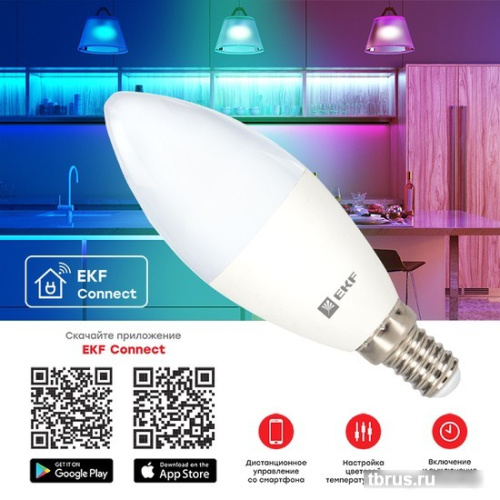 Светодиодная лампочка EKF Connect 5W WIFI RGBW E14 фото 6