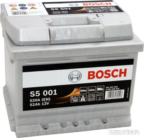 Автомобильный аккумулятор Bosch S5 001 (552401052) 52 А/ч фото 3