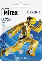 Элементы питания Mirex LR726 (AG2) Mirex блистер 6 шт. 23702-LR726-E6
