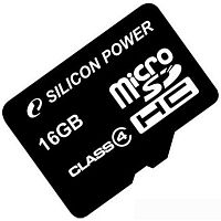 Карта памяти Silicon-Power microSDHC (Class 4) 16 Гб (SP016GBSTH004V10)