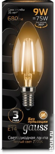 Светодиодная лампа Gauss Filament Candle E14 9 Вт 2700 К 103801109 фото 4