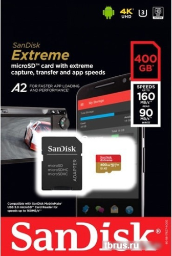 Карта памяти SanDisk Extreme SDSQXA1-400G-GN6MA 400GB (с адаптером) фото 7