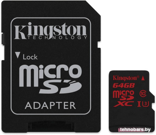 Карта памяти Kingston microSDXC UHS-I U3 (Class 10) 64GB (SDCA3/64GB) фото 3