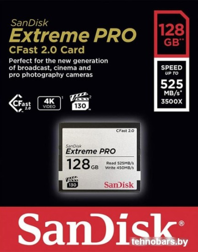 Карта памяти SanDisk Extreme PRO CFast 2.0 SDCFSP-128G-G46D 128GB фото 4