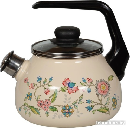 Чайник со свистком СтальЭмаль Луговые цветы 4с210я фото 3