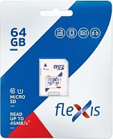 Карта памяти Flexis microSDHC 64GB Class 10 U1 FMSD064GU1A
