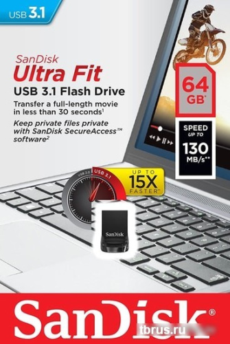 USB Flash SanDisk Ultra Fit USB 3.1 64GB (черный) фото 7