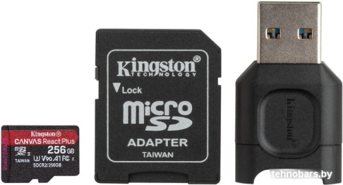 Карта памяти Kingston Canvas React Plus microSDXC 256GB (с адаптером и кардридером) фото 3