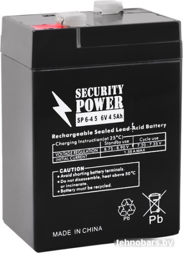 Аккумулятор для ИБП Security Power SP 6-4,5 F1 (6В/4.5 А·ч) фото 3