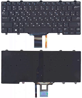 Клавиатура для ноутбука Dell e5250 черная с подсветкой