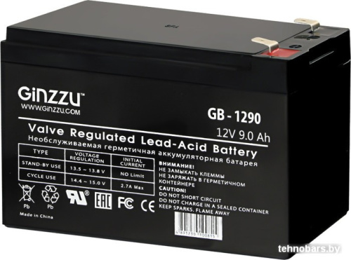 Аккумулятор для ИБП Ginzzu GB-1290 (12В/9 А·ч) фото 3