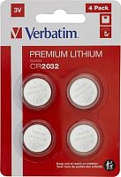 Батарейки Verbatim CR2032 Verbatim литиевая блистер 4 шт. 49533