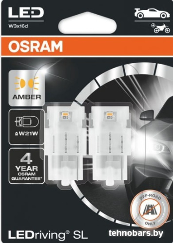 Светодиодная лампа Osram W21W LEDriving Amber 2шт фото 3