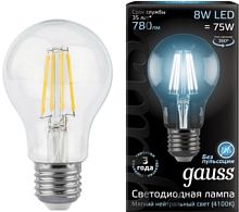Светодиодная лампа Gauss Filament A60 E27 8 Вт 4100 К 102802208