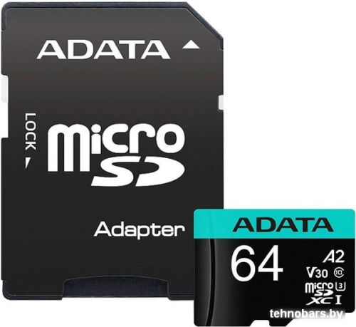 Карта памяти A-Data Premier Pro AUSDX64GUI3V30SA2-RA1 microSDXC 64GB (с адаптером) фото 3