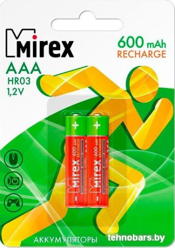 Аккумуляторы Mirex AAA 600mAh 2 шт HR03-06-E2 фото 3