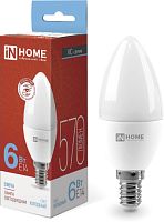 Светодиодная лампочка In Home LED-Свеча-VC 6Вт 230В Е14 6500К 570Лм 4690612030333