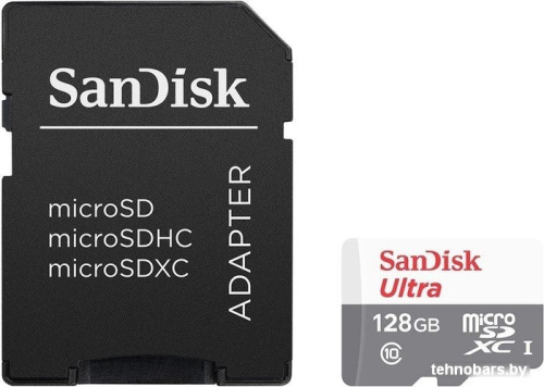 Карта памяти SanDisk Ultra microSDXC 128GB UHS-I + адаптер [SDSQUNB-128G-GN6TA] фото 3