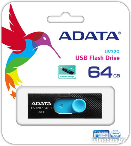 USB Flash A-Data UV320 64GB (черный/голубой) фото 5