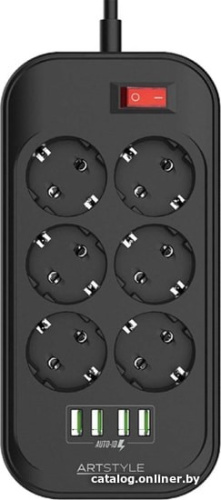 Сетевой фильтр ArtStyle CL-6403B (черный) фото 3