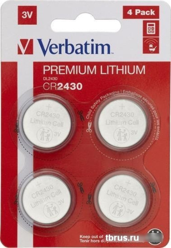 Батарейки Verbatim CR2430 Verbatim литиевая блистер 4 шт. 49534 фото 3