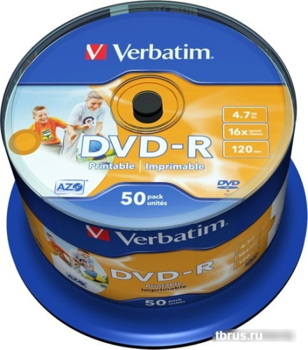 DVD-R диск Verbatim 4.7Gb 16x AZO Wide Inkjet Printable без ЛОГО по 50 шт. CakeBox фото 3