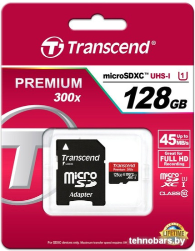 Карта памяти Transcend microSDXC UHS-I 300x Premium (Class 10) 128GB (TS128GUSDU1) фото 5