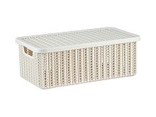 Ящик для хранения с крышкой ВЯЗАНИЕ 125x195x350мм (белый) (IDEA) (М2370)