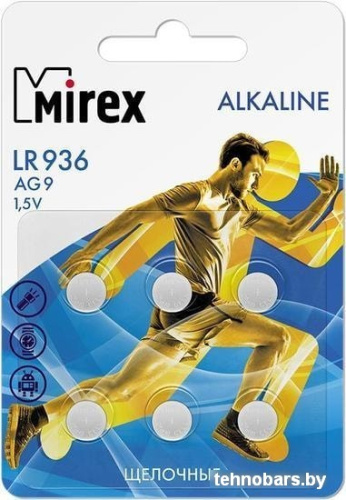 Элементы питания Mirex LR936 (AG9) Mirex блистер 6 шт. 23702-LR936-E6 фото 3