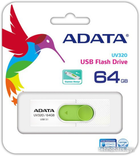 USB Flash A-Data UV320 64GB (белый/зеленый) фото 5
