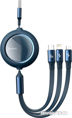 Кабель Baseus CAMLC-MJ03 USB-A - USB Type-C/microUSB/Lightning (1.2 м, синий) фото 4