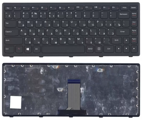 Клавиатура для ноутбука Lenovo Flex 14, черная с черной рамкой